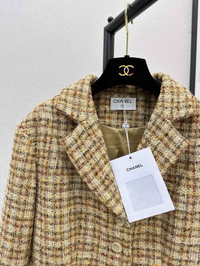 Chanel V-Neck Tweed Coat in Multicolor
