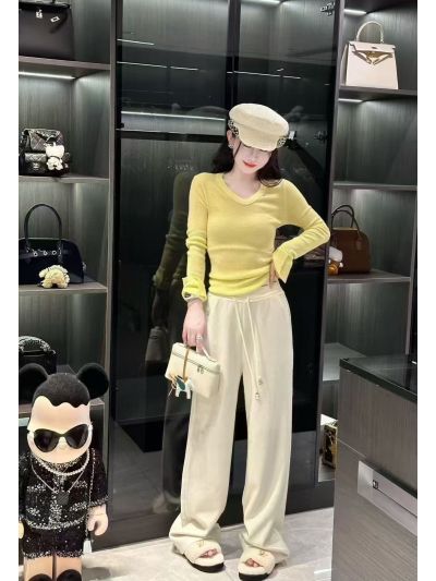 Chanel Wide-Leg Drawstring Pants in White
