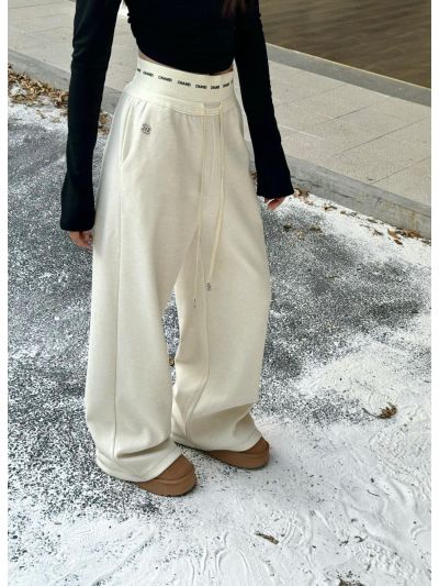 Chanel Wide-Leg Drawstring Pants in White