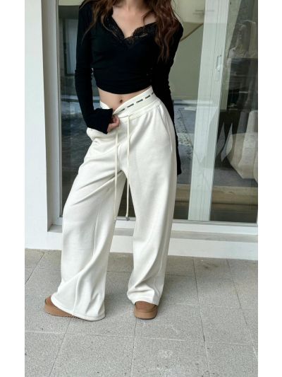 Chanel Wide-Leg Drawstring Pants in White