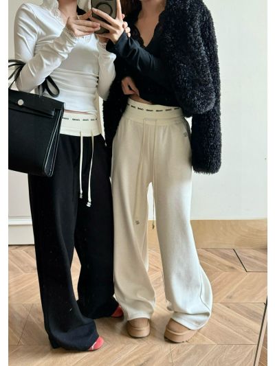 Chanel Wide-Leg Drawstring Pants in White