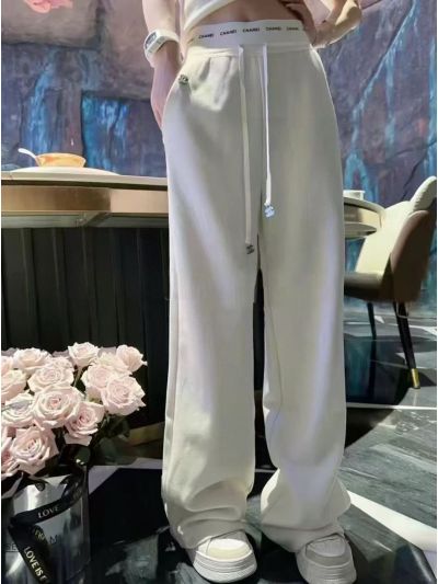 Chanel Wide-Leg Drawstring Pants in White