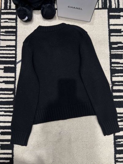 Chanel Wool Blend Button-Front Cardigan in Black
