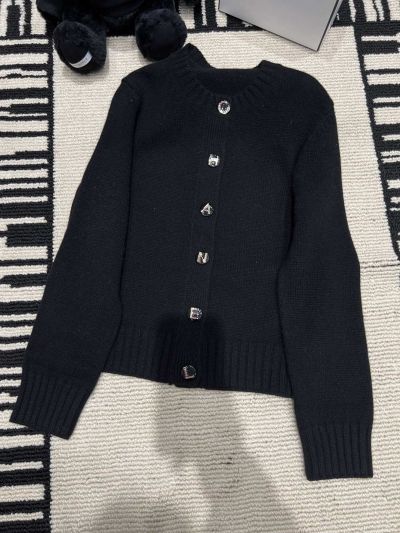 Chanel Wool Blend Button-Front Cardigan in Black