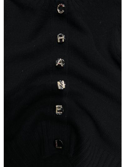 Chanel Wool Blend Button-Front Cardigan in Black