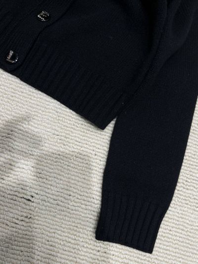 Chanel Wool Blend Button-Front Cardigan in Black