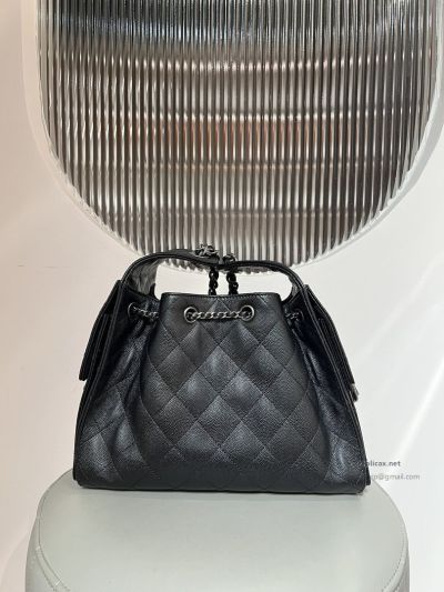 Chanel 25bag Small Black Caviar Aged Silver Hardware