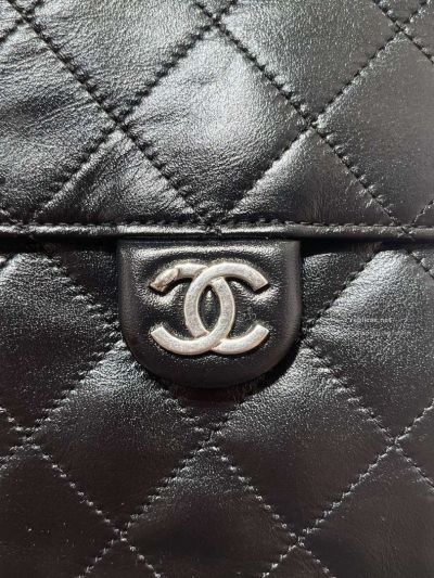 Chanel 25bag Small Black Oil-Waxed Leather Aged Silver Hardware