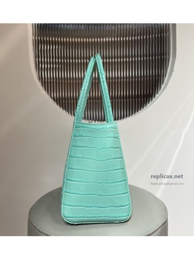 Chanel 26S Shopping Tote Mint Green Croc-Embossed