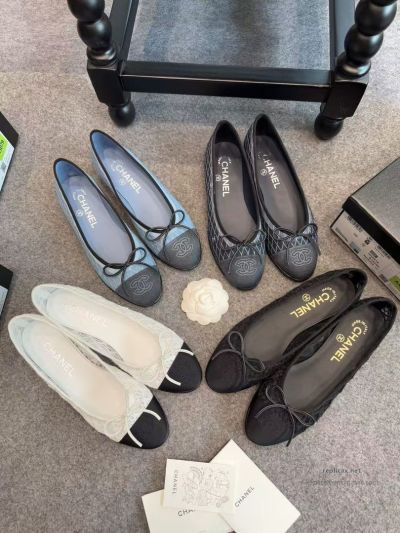 Chanel Ballet Flats Light Blue with Grey Toe G02819