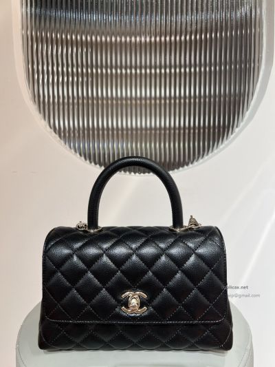 Chanel Coco Handle Small Black Caviar Light Gold Hardware