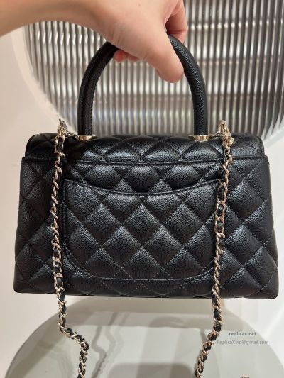 Chanel Coco Handle Small Black Caviar Light Gold Hardware
