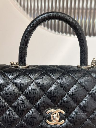 Chanel Coco Handle Small Black Caviar Light Gold Hardware