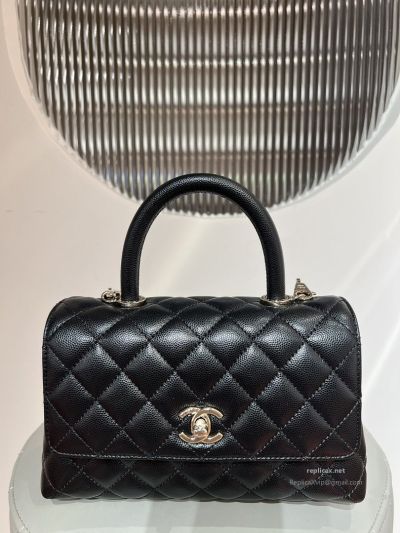 Chanel Coco Handle Small Black Caviar Light Gold Hardware