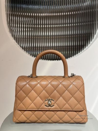 Chanel Coco Handle Small Milk Tea Caviar Light Gold Hardware