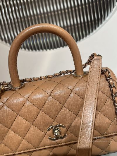 Chanel Coco Handle Small Milk Tea Caviar Light Gold Hardware