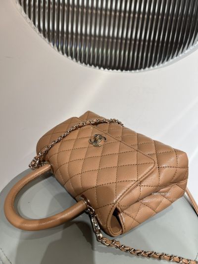 Chanel Coco Handle Small Milk Tea Caviar Light Gold Hardware