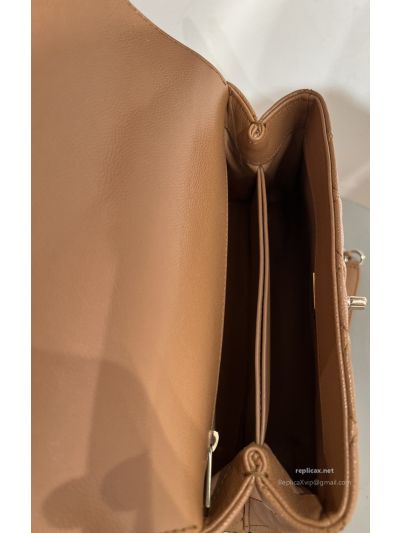 Chanel Coco Handle Small Milk Tea Caviar Light Gold Hardware