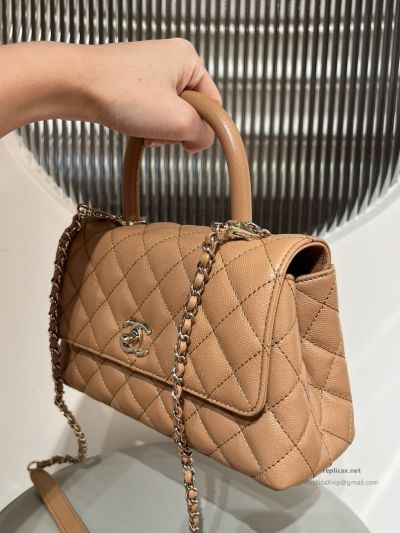 Chanel Coco Handle Small Milk Tea Caviar Light Gold Hardware