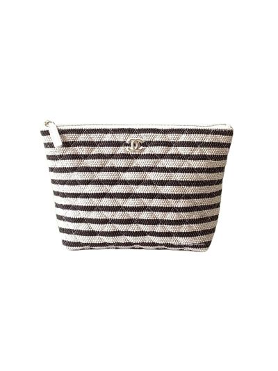 Chanel Small Zipped Case Black White Printed Fabric AS4989
