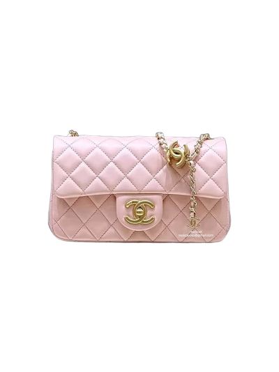 Chanel Vip Mini Flap Bag Light Pink Shiny Lambskin Leather AS5759 