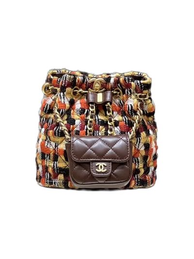 Chanel VIP Small Drawstring Multicolor Tweed Backpack Bag AS3947