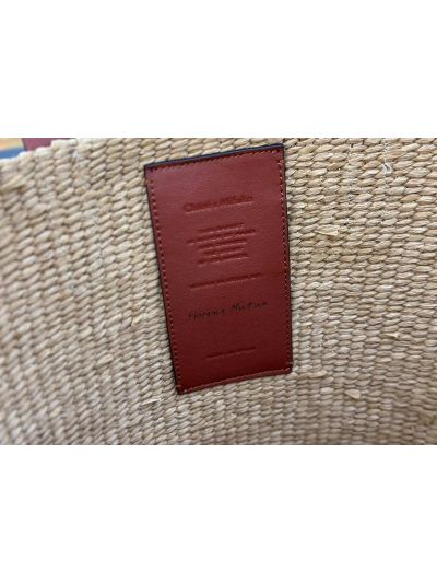 Chloe Large Horse Medal Basket Natural Fibers Shoulder Bag Brown - Detail view 8