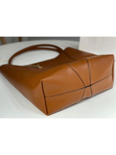 Chloe Large Spin Tote Bag Brown Grained Calfskin Leather - Detail view 5