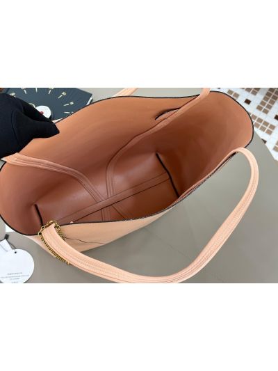 Chloe Large Spin Tote Bag Light Pink Grained Calfskin Leather - Detail view 8