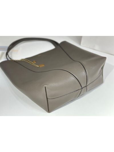 Chloe Large Spin Tote Shoulder Bag Gray Grained Leather - Detail view 5