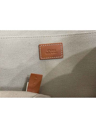Chloe Large Woody Canvas Top Handle Shoulder Bag Black - Detail view 7