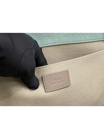 Chloe Large Woody Canvas Top Handle Shoulder Bag Light Green - Detail view 8