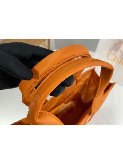 Chloe Large Woody Nylon Top Handle Shoulder Bag Golden Yellow - Detail view 4
