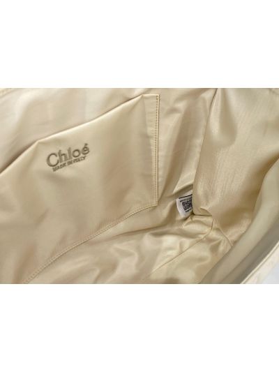 Chloe Large Woody Nylon Top Handle Shoulder Bag Off White - Detail view 8