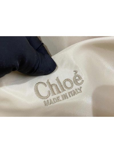 Chloe Large Woody Nylon Top Handle Shoulder Bag Off White - Detail view 9