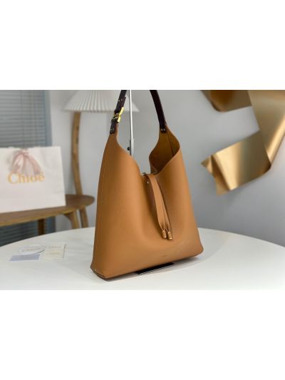 Chloe Marcie Leather Hobo Shoulder Bag Brown - Detail view 2