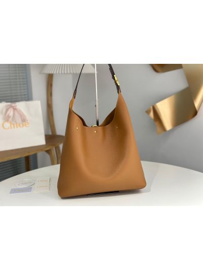 Chloe Marcie Leather Hobo Shoulder Bag Brown - Detail view 5