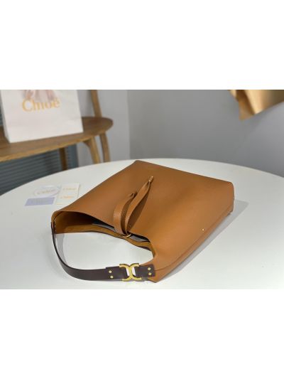 Chloe Marcie Leather Hobo Shoulder Bag Brown - Detail view 6
