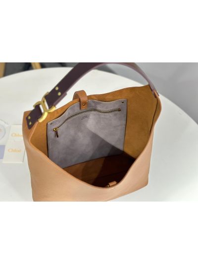 Chloe Marcie Leather Hobo Shoulder Bag Brown - Detail view 8