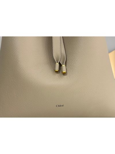 Chloe Marcie Leather Hobo Shoulder Bag Grey - Detail view 3