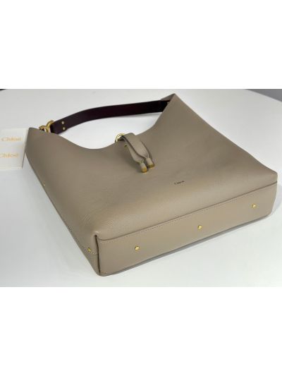 Chloe Marcie Leather Hobo Shoulder Bag Grey - Detail view 7