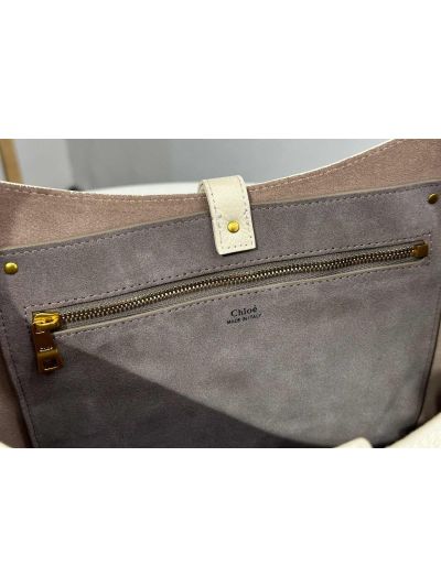 Chloe Marcie Leather Hobo Shoulder Bag Off White - Detail view 9