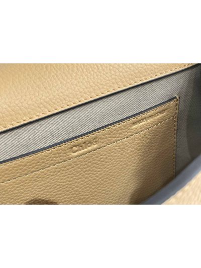 Chloe Marcie Medium Saddle Shoulder Crossbody Bag Beige Grained Calfskin - Detail view 8