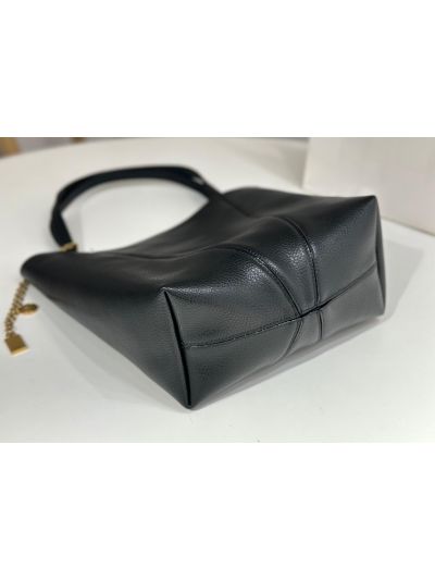 Chloe Medium Spin Tote Bag Black Grained Calfskin Leather - Detail view 6