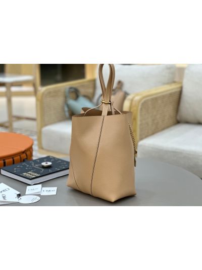 Chloe Medium Spin Tote Bag Light Beige Grained Calfskin Leather - Detail view 3