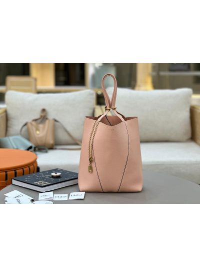 Chloe Medium Spin Tote Bag Light Pink Grained Calfskin Leather - Main view