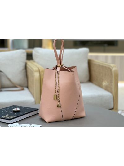 Chloe Medium Spin Tote Bag Light Pink Grained Calfskin Leather - Detail view 2