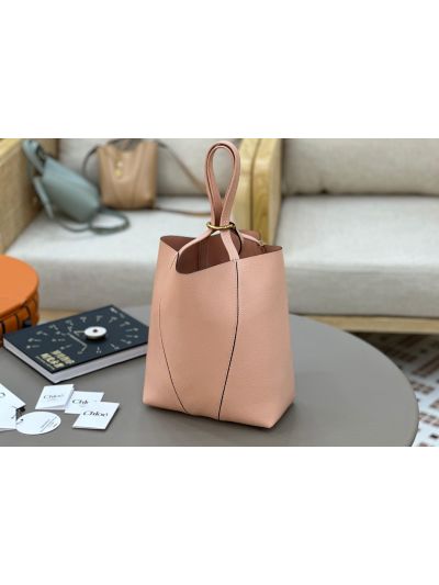 Chloe Medium Spin Tote Bag Light Pink Grained Calfskin Leather - Detail view 3