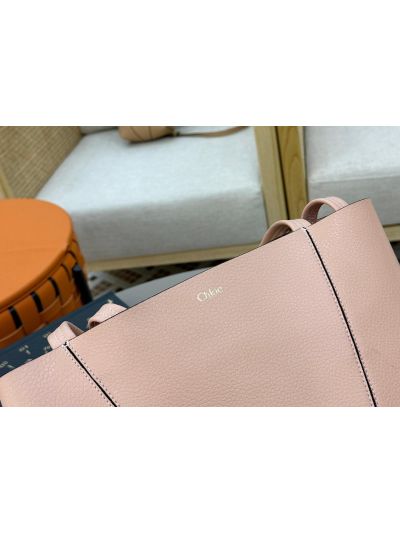Chloe Medium Spin Tote Bag Light Pink Grained Calfskin Leather - Detail view 7