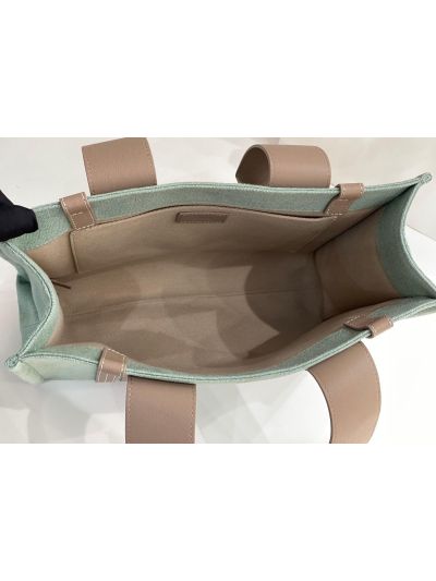 Chloe Medium Woody Canvas Top Handle Shoulder Bag Light Green - Detail view 7